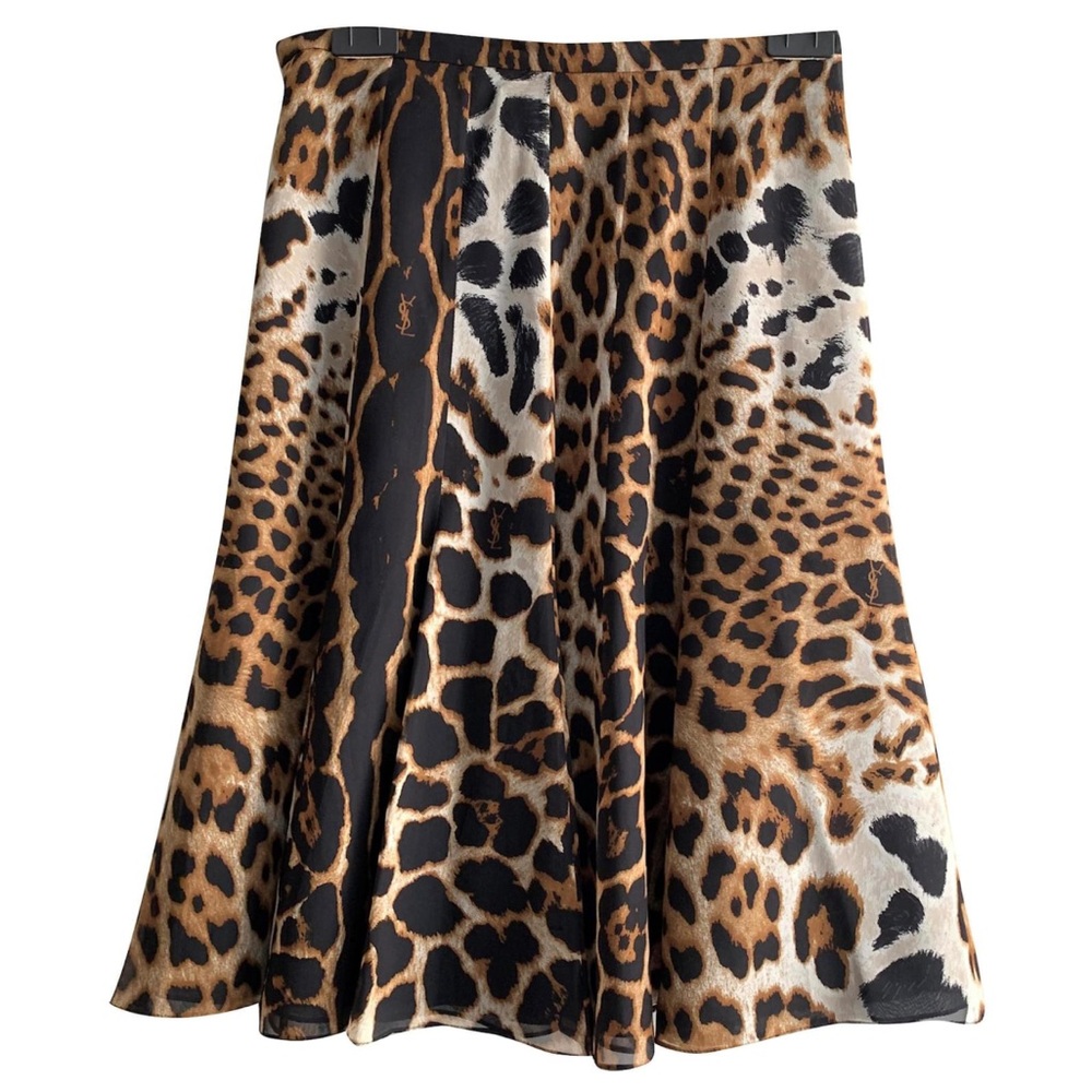 Yves Saint Laurent Leopard Print Georgette Skirt